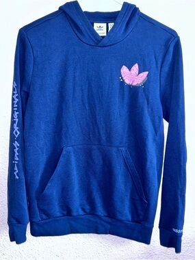adidas Navy Hooded Sweater with Pink Trefoil